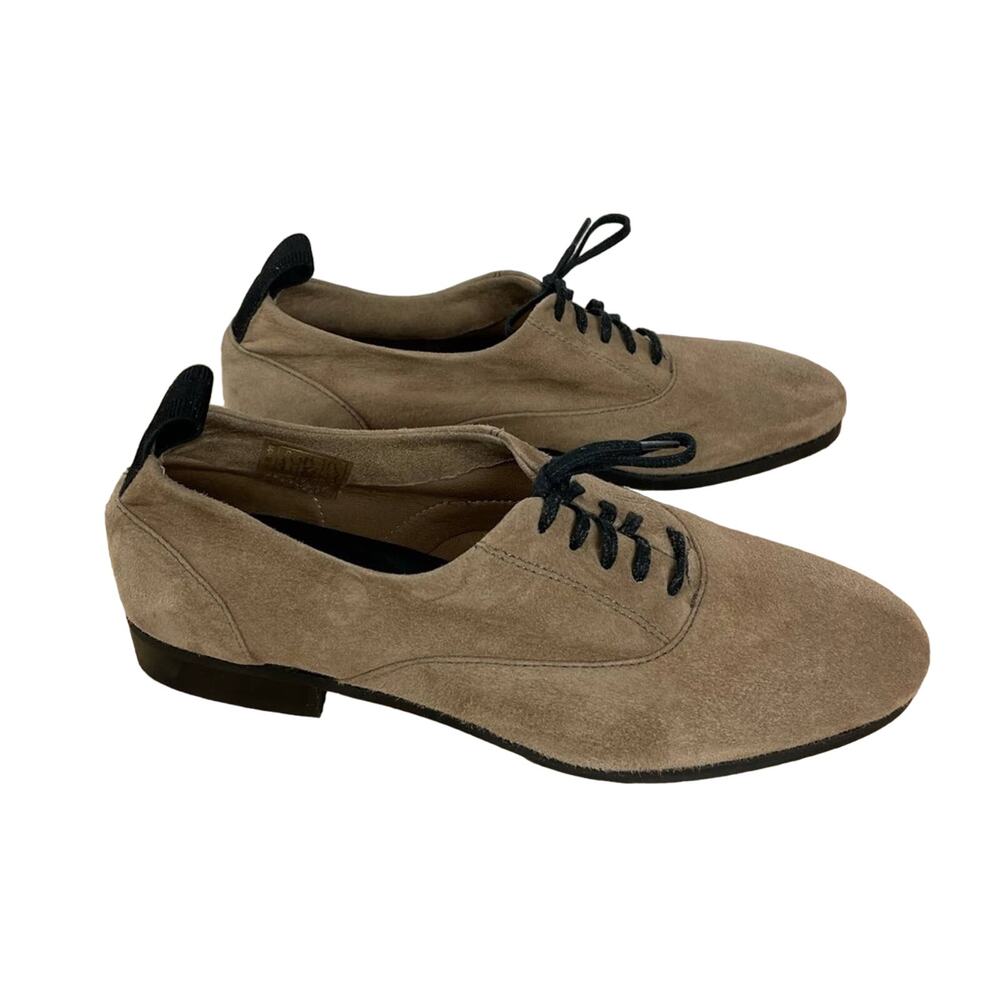 Suede Lace Up Shoes Flats Oxfords Cream 36